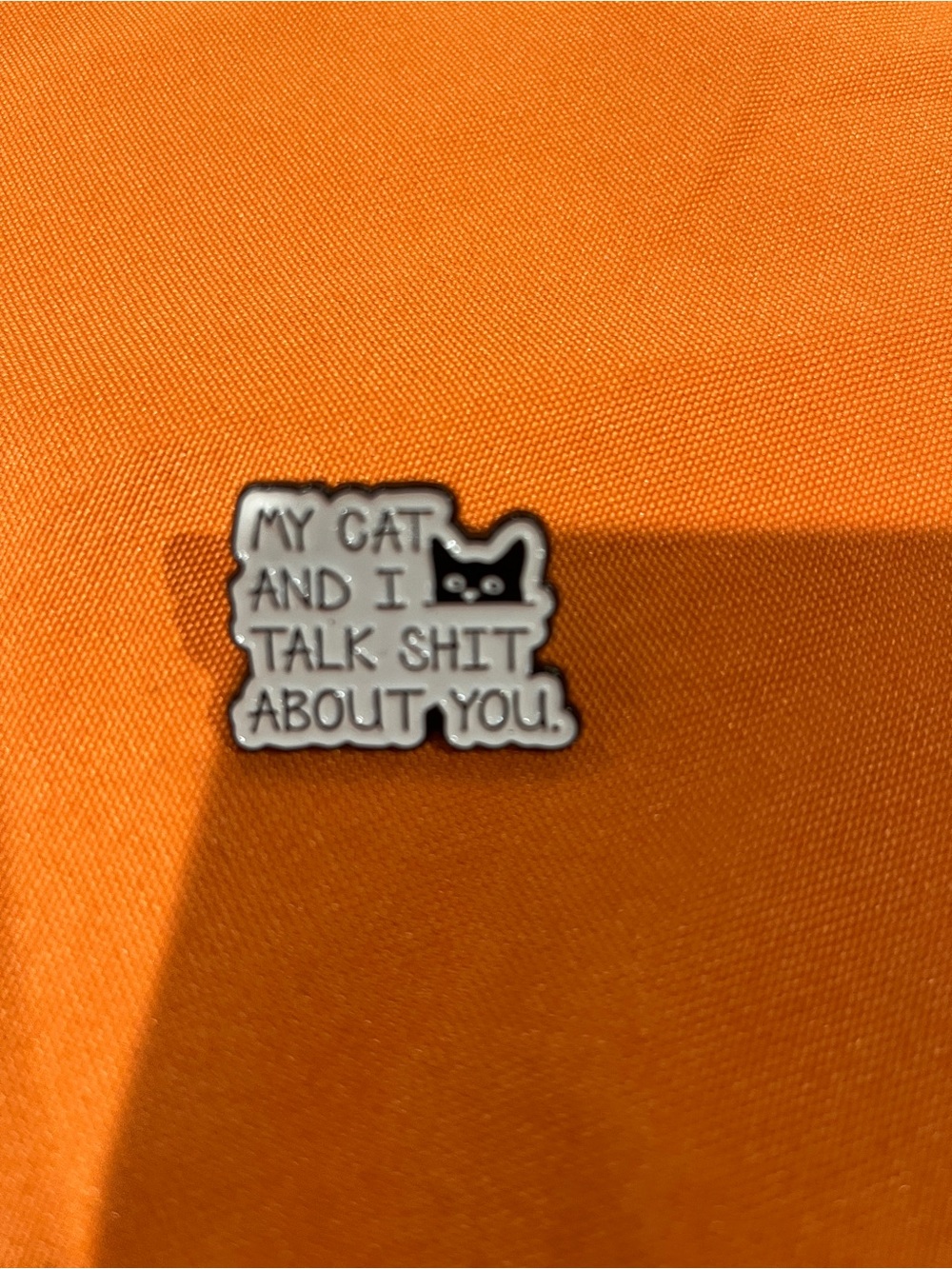 Enamel Pin - My Cat and I Talk Shit About You (Black & White)